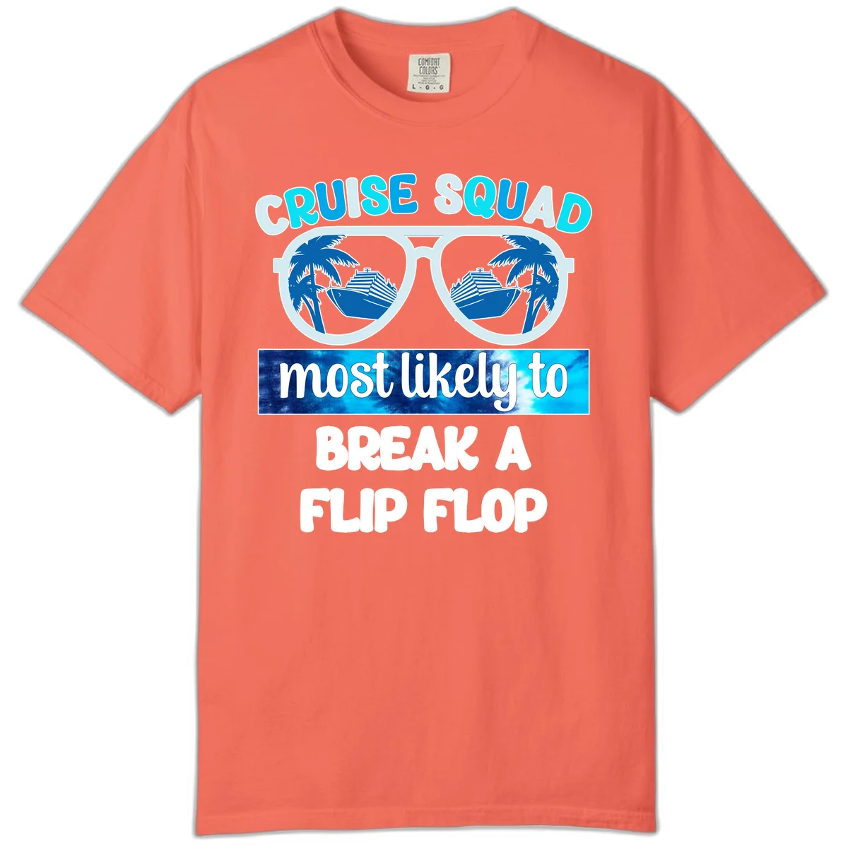 Cruise Squad Flip Flop Comfort Color T-Shirt in Bright Salmon
