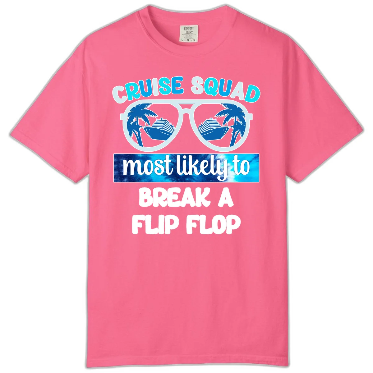 Cruise Squad Flip Flop Comfort Color T-Shirt in Crunchberry