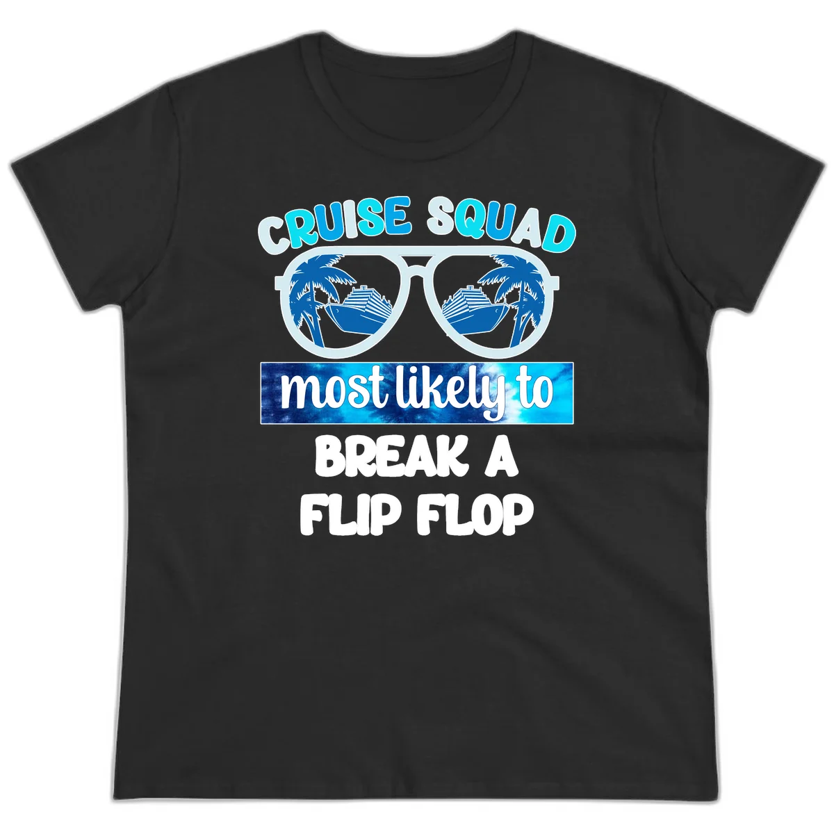 Cruise Squad Flip Flop Ladies Tee in Black