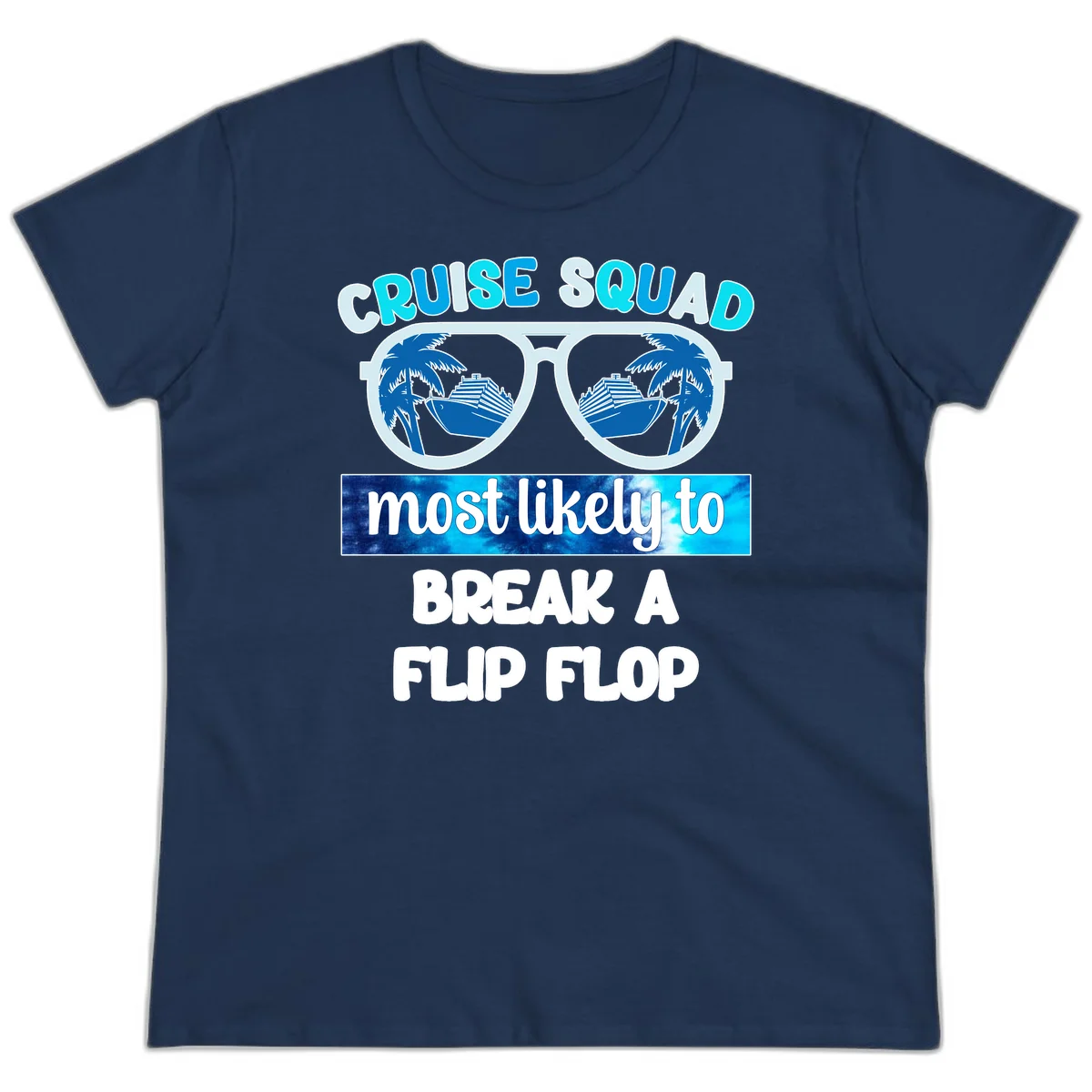 Cruise Squad Flip Flop Ladies Tee in Navy
