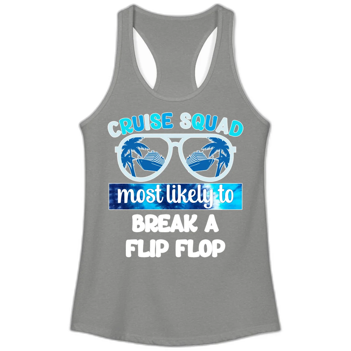 Cruise Squad Flip Flop Ladies Tank in Heather Grey