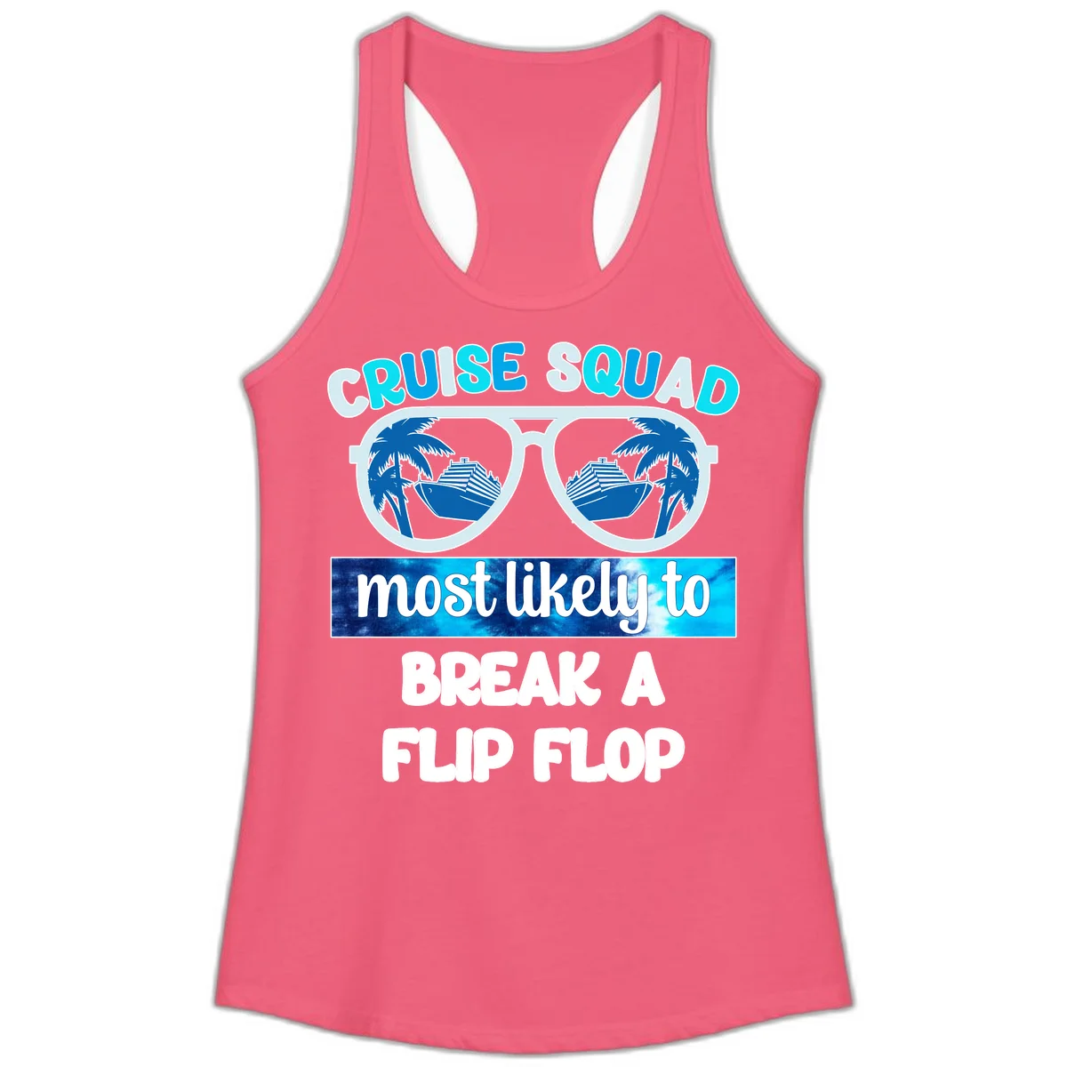 Cruise Squad Flip Flop Ladies Tank in Hot Pink