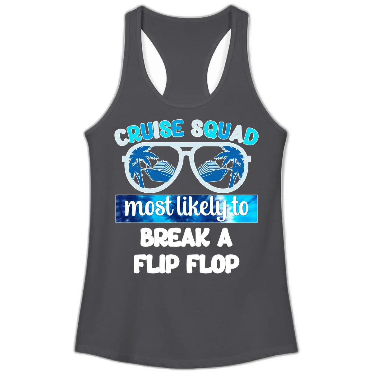 Cruise Squad Flip Flop Ladies Tank in Solid Dark Gray