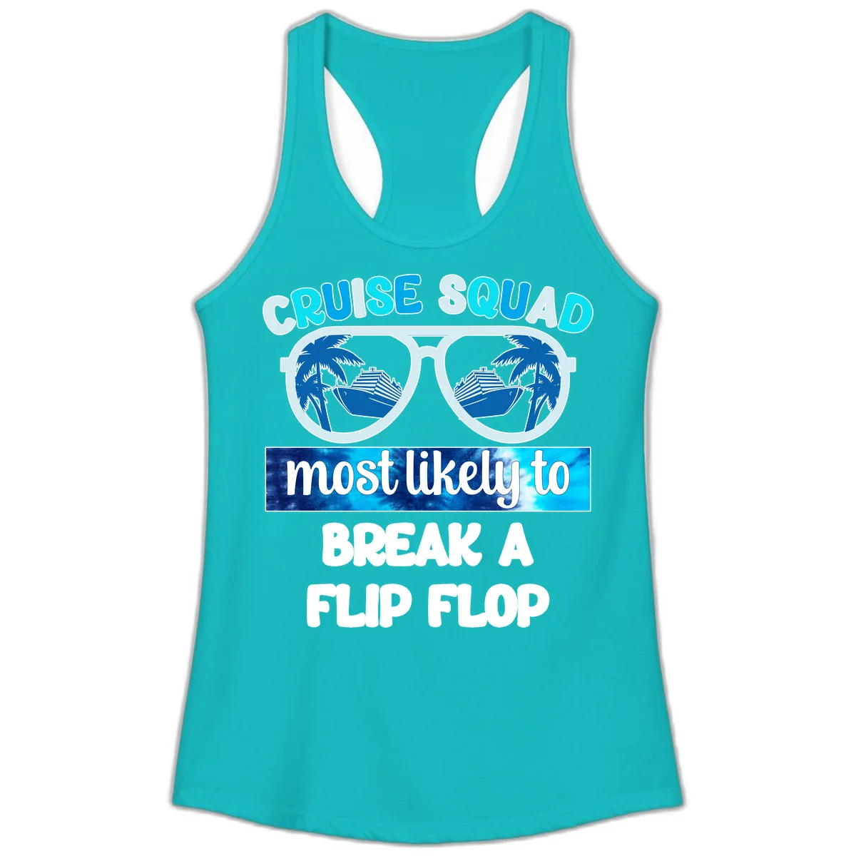 Cruise Squad Flip Flop Ladies Tank in Tahiti Blue