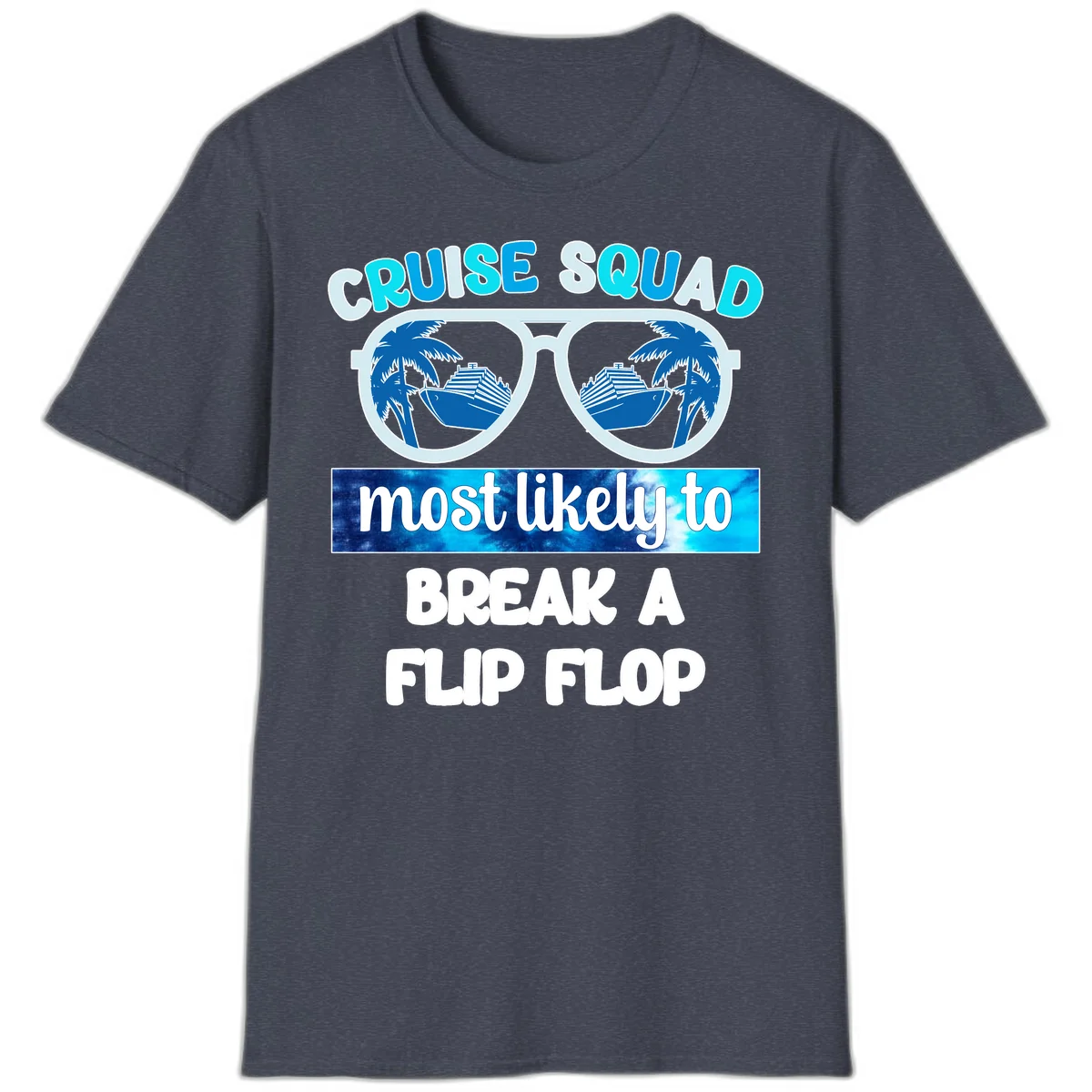 Cruise Squad Flip Flop T-Shirt in Heather Navy