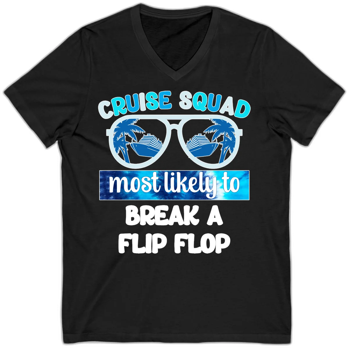 Cruise Squad Flip Flop V-Neck in Black