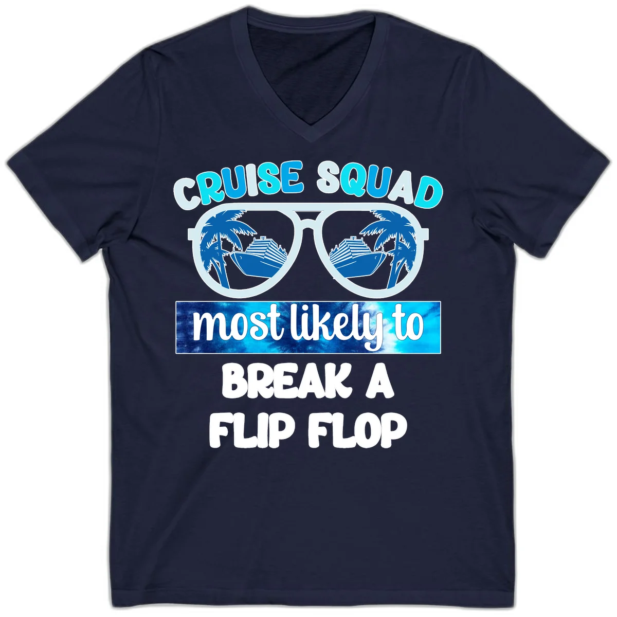 Cruise Squad Flip Flop V-Neck in Navy