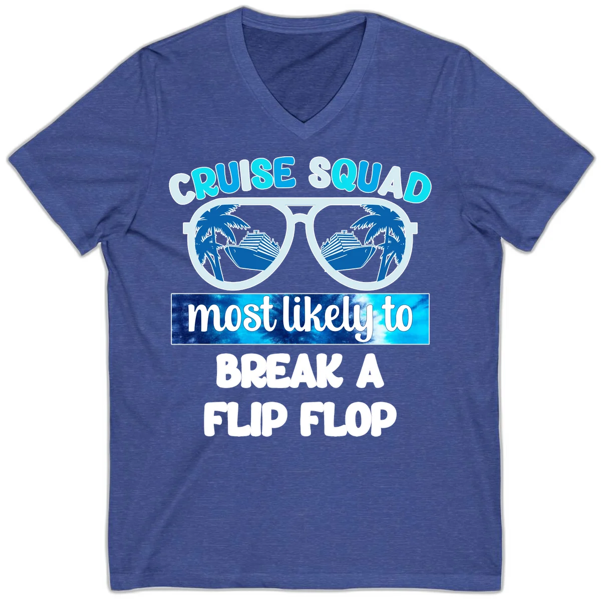 Cruise Squad Flip Flop V-Neck in Heather True Royal