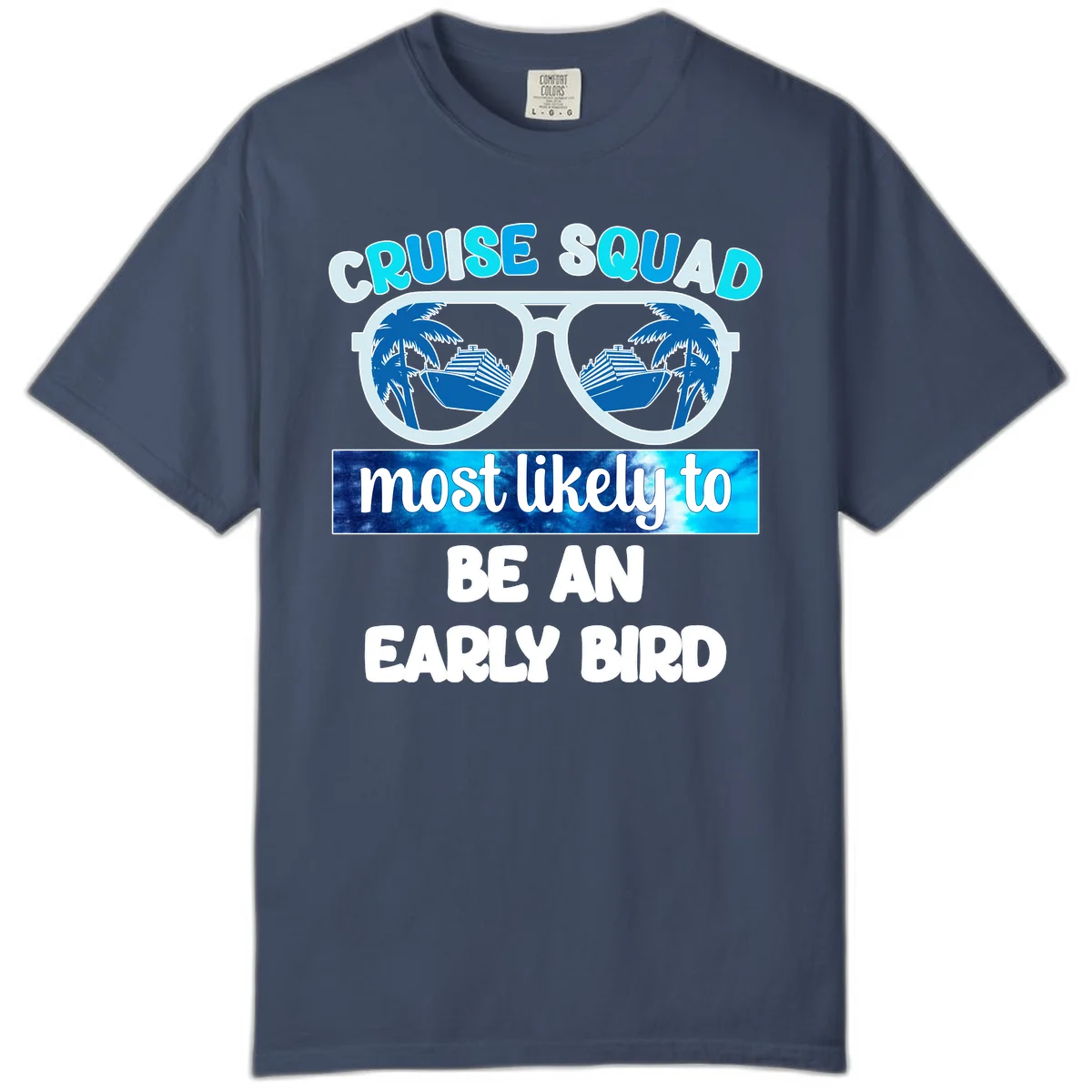 Cruise Squad Early Bird Comfort Color T-Shirt in Midnight