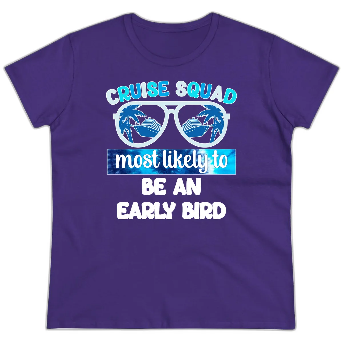 Cruise Squad Early Bird Ladies Tee in Purple