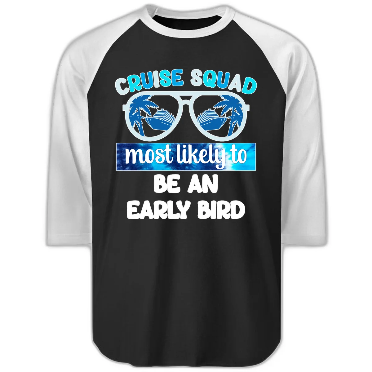 Cruise Squad Early Bird Raglan 3/4 Sleeve in Black White