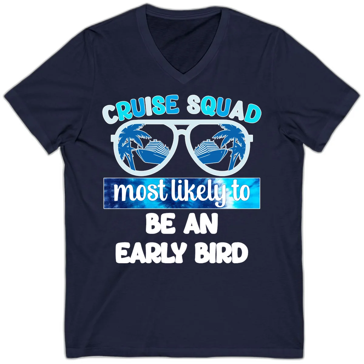 Cruise Squad Early Bird V-Neck T-Shirt in Navy