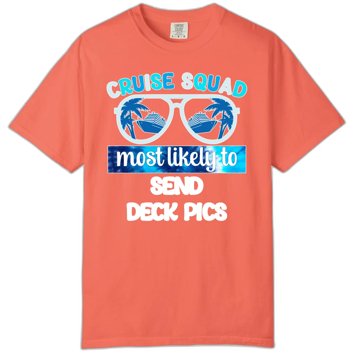 Cruise Squad Sunglasses Deck Pics Comfort Color in Bright Salmon