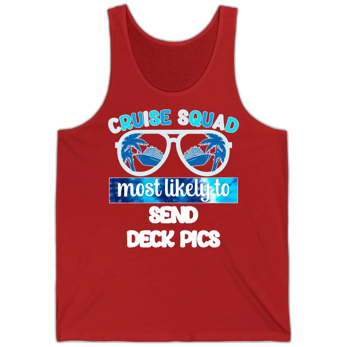 Cruise Squad Sunglasses Deck Pics Tank in Red