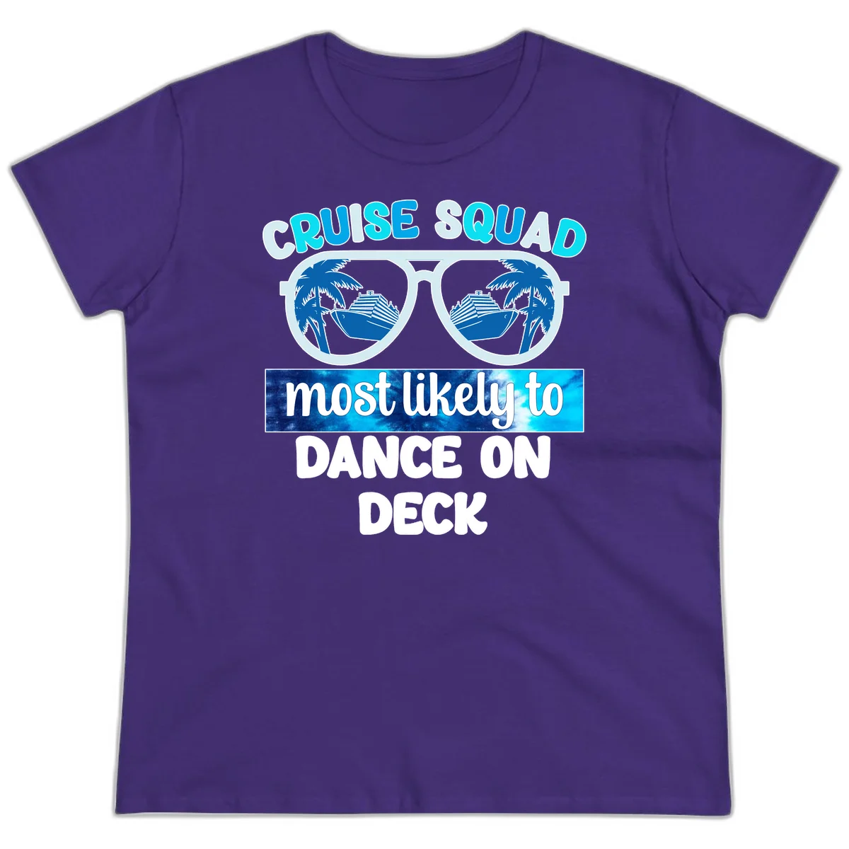Cruise Squad Dance On Deck Ladies Tee in Purple