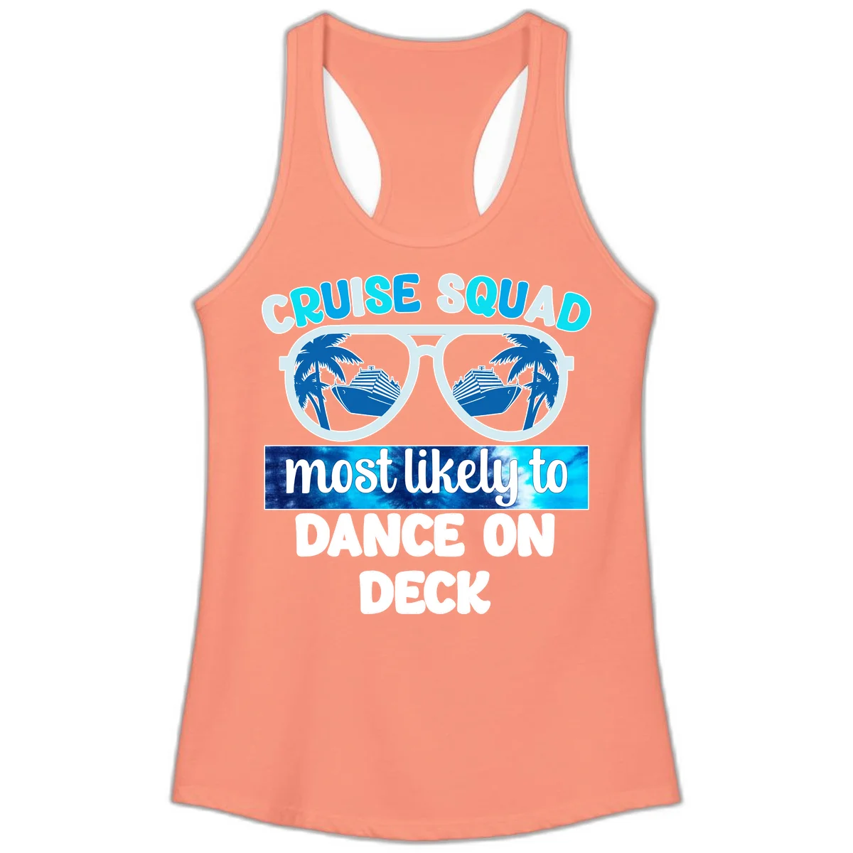 Cruise Squad Dance On Deck Ladies Tank in Solid Light Orange