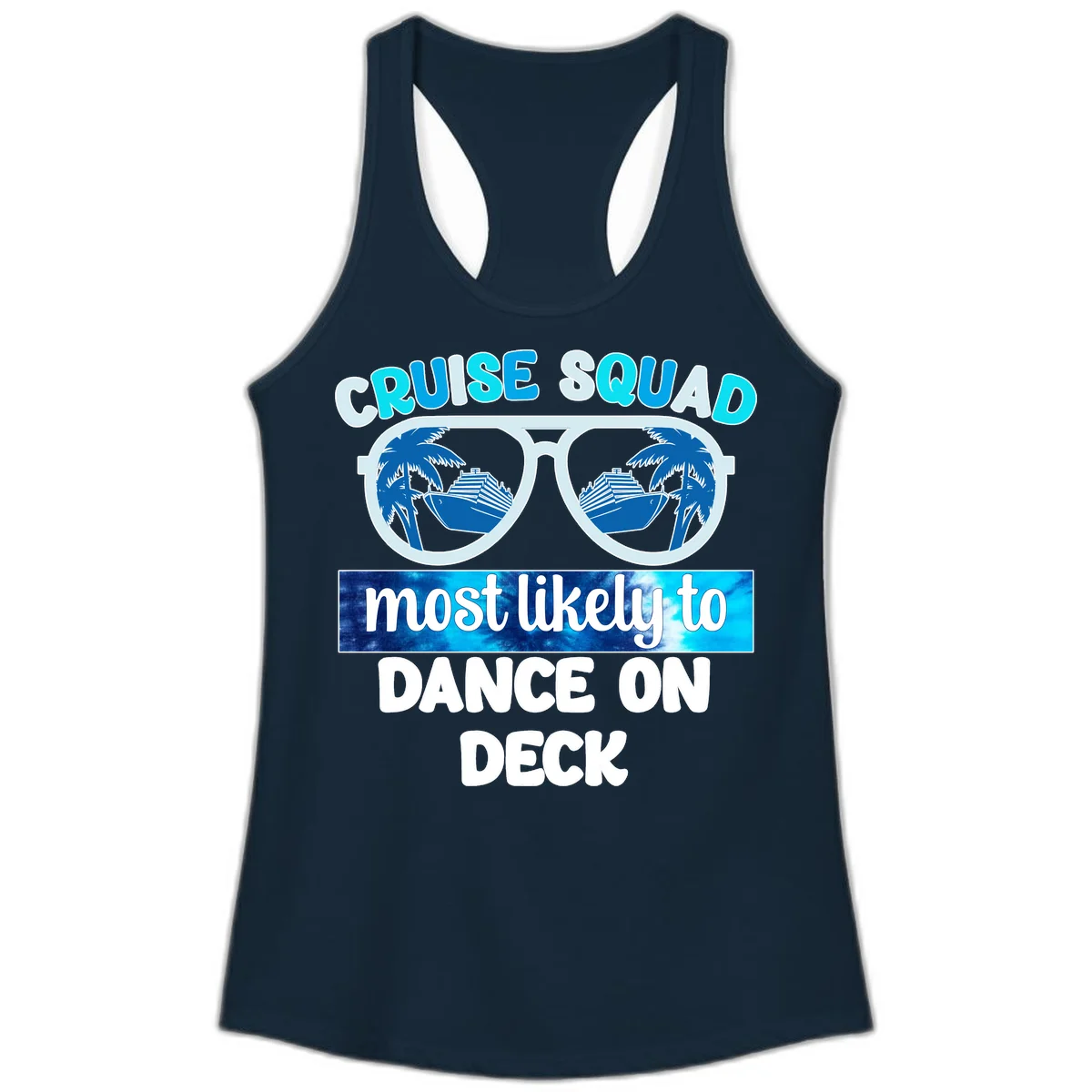 Cruise Squad Dance On Deck Ladies Tank in Solid Midnight Navy