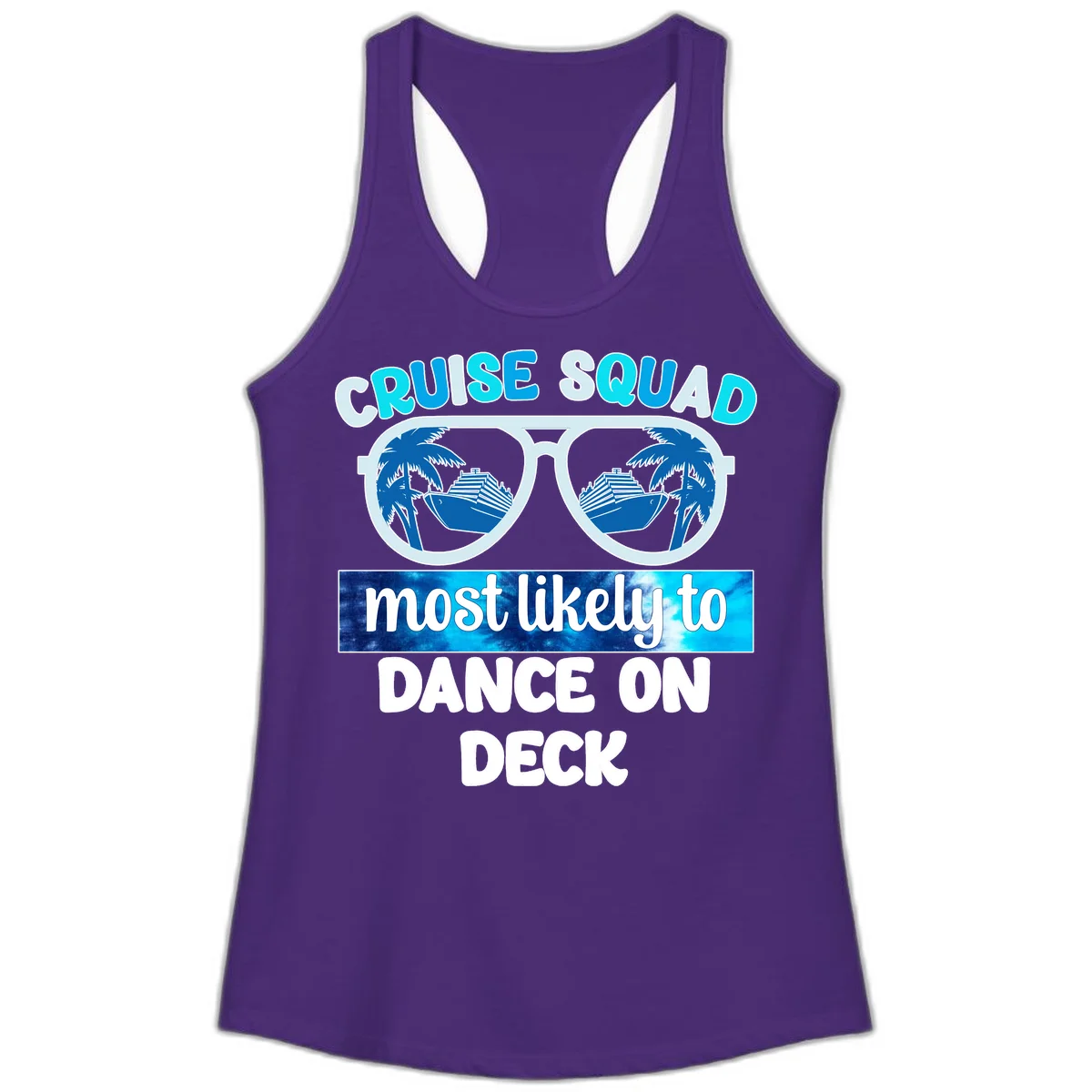 Cruise Squad Dance On Deck Ladies Tank in Solid Purple Rush