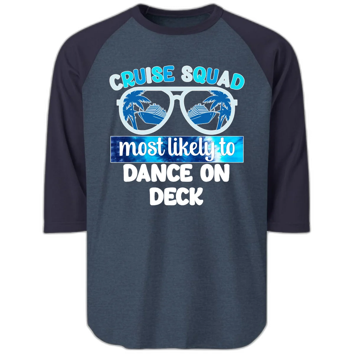 Cruise Squad Dance On Deck Raglan 3/4 in Heather Denim Navy