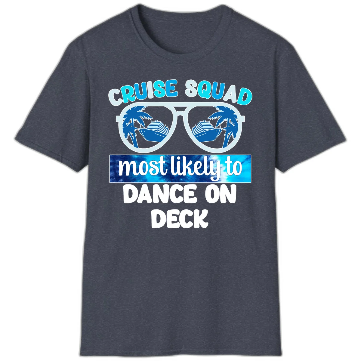 Cruise Squad Dance On Deck T-Shirt in Heather Navy