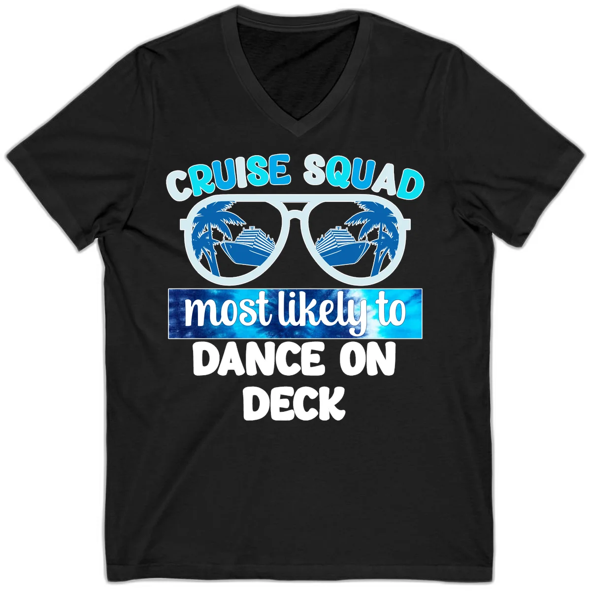 Cruise Squad Dance On Deck V-Neck in Black