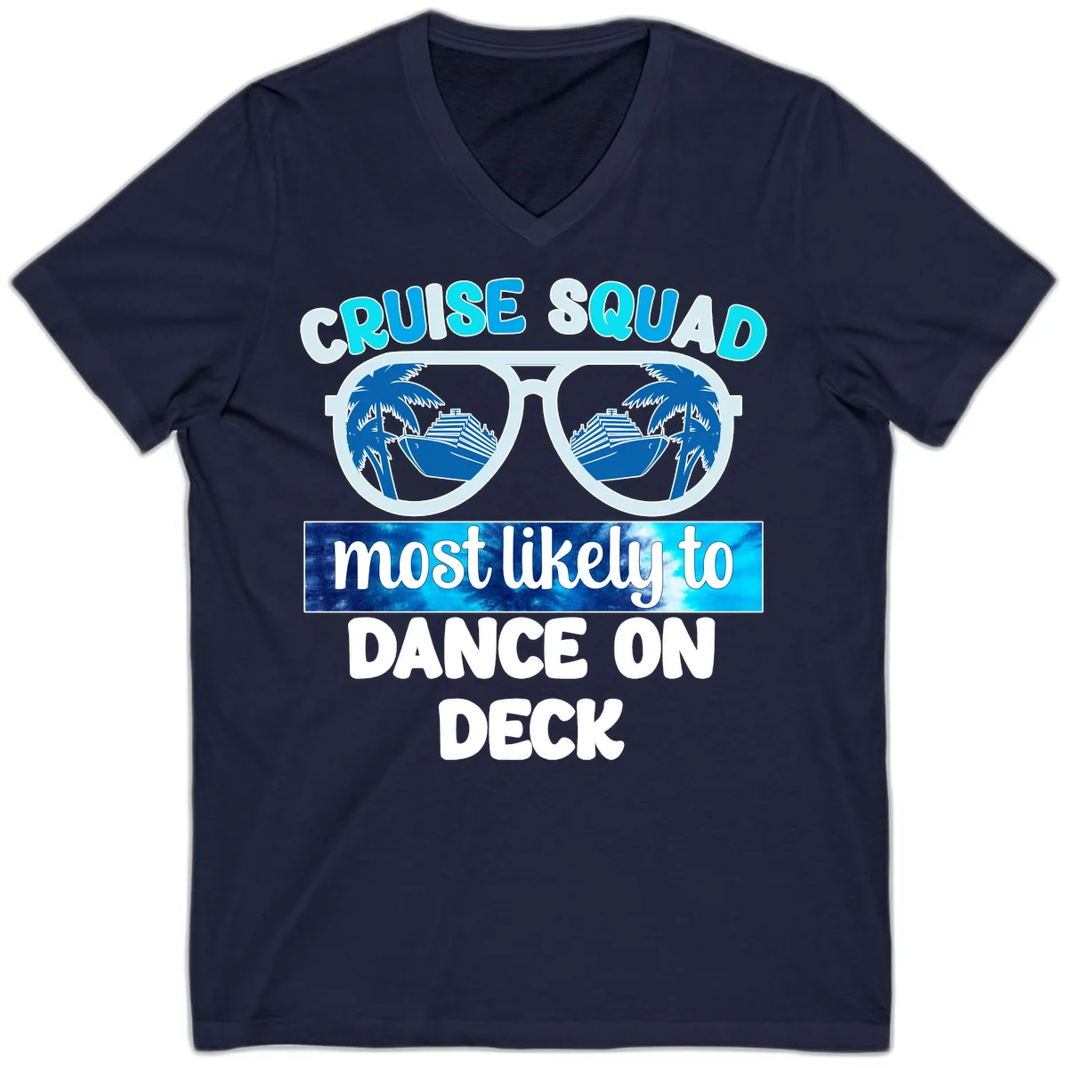 Cruise Squad Dance On Deck V-Neck in Navy