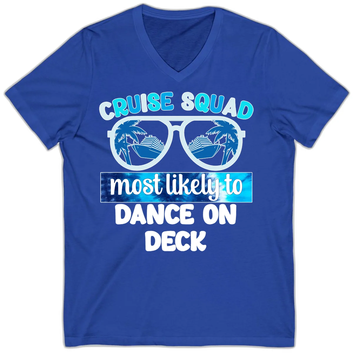 Cruise Squad Dance On Deck V-Neck in True Royal