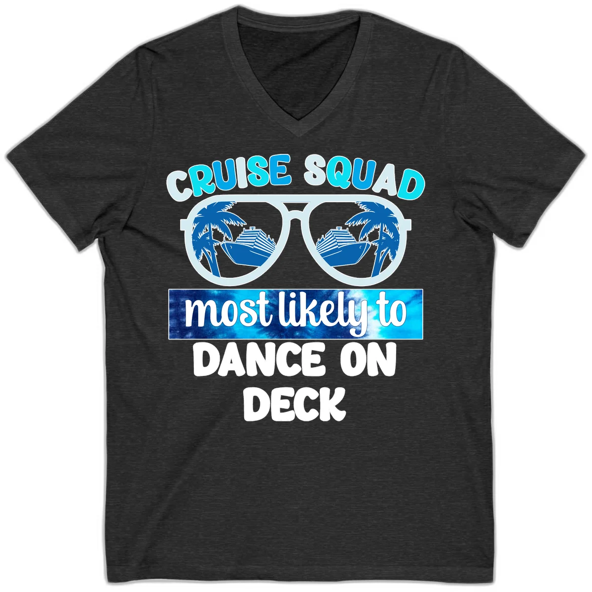 Cruise Squad Dance On Deck V-Neck in Dark Grey Heather