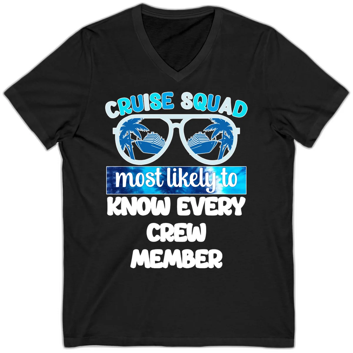 Cruise Squad Most Likely To Know Every Crew V-Neck in Black