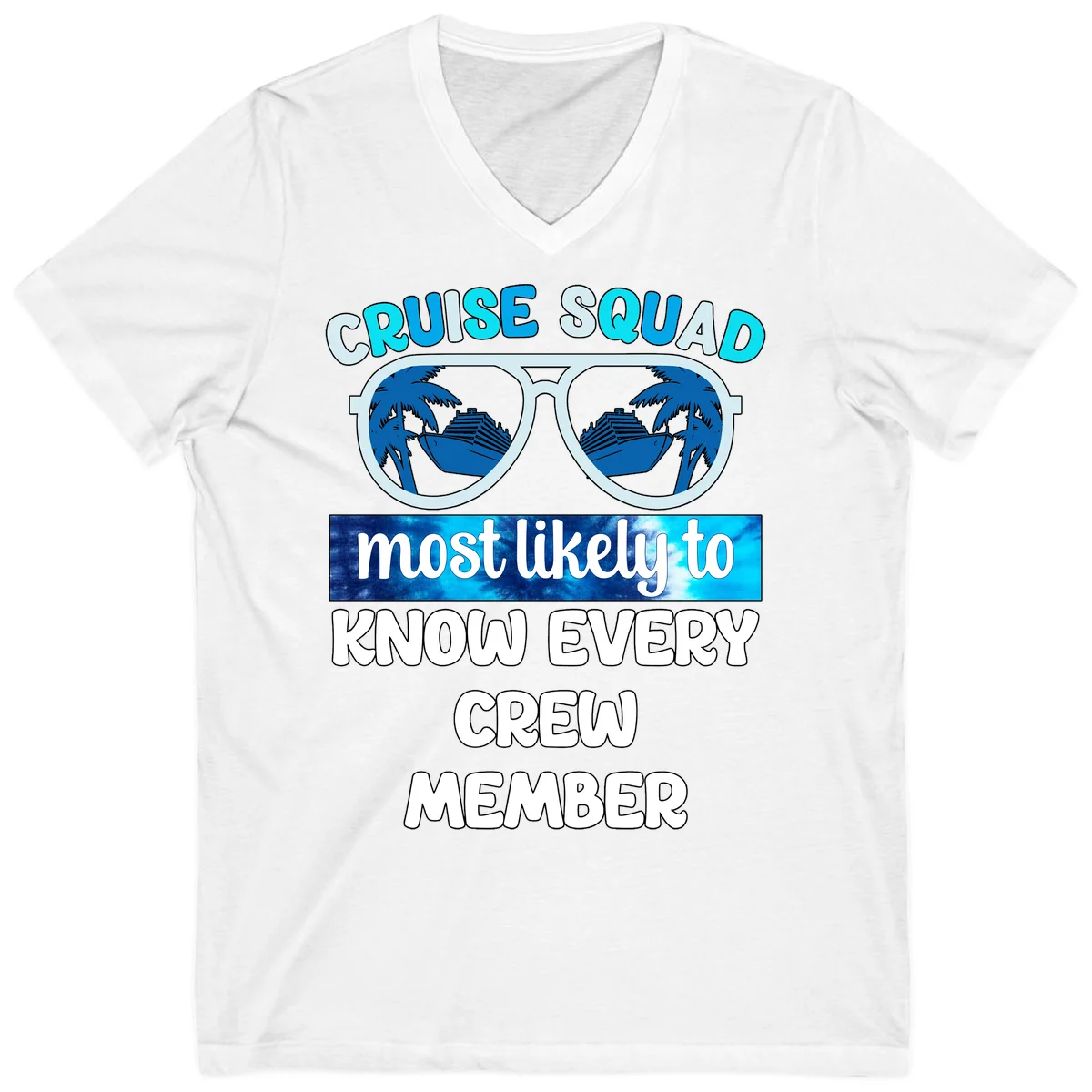 Cruise Squad Most Likely To Know Every Crew V-Neck in White