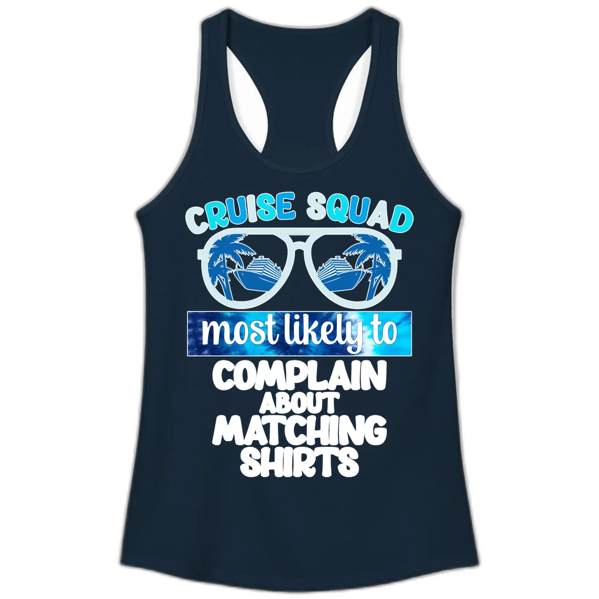 Cruise Squad Matching Shirts Ladies Tank in Solid Midnight Navy