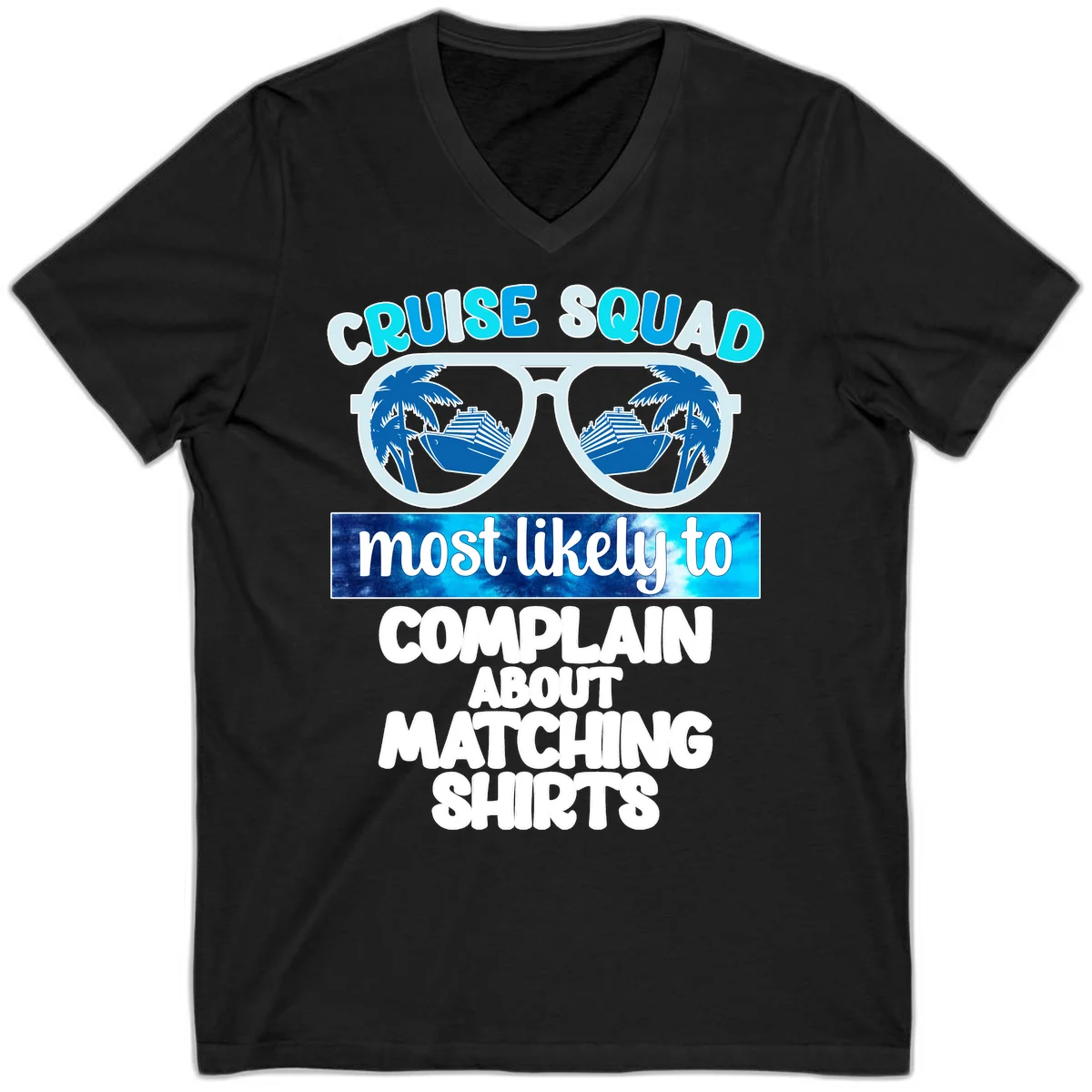 Cruise Squad Matching Shirts V-Neck in Black
