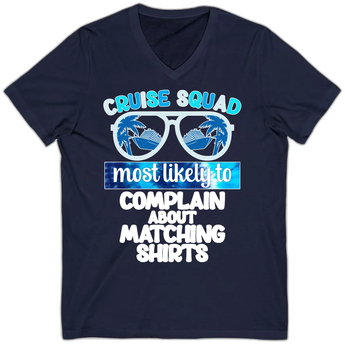 Cruise Squad Matching Shirts V-Neck in Navy