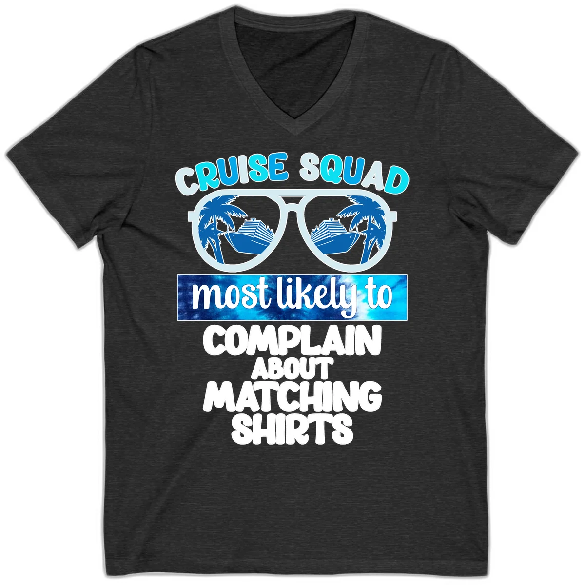 Cruise Squad Matching Shirts V-Neck in Dark Grey Heather