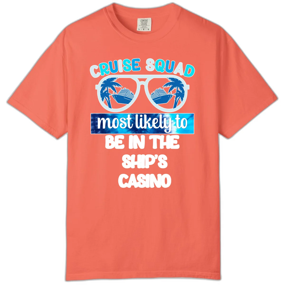 Cruise Squad Ship's Casino Comfort Color Tee in Bright Salmon