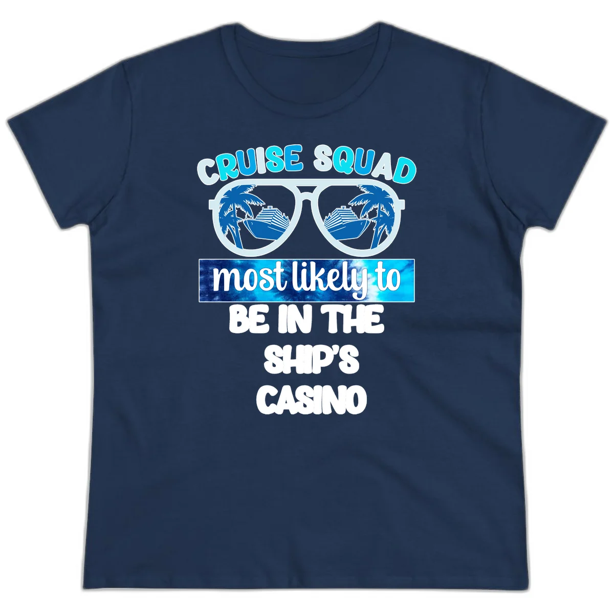 Cruise Squad Ship's Casino Ladies Tee in Navy