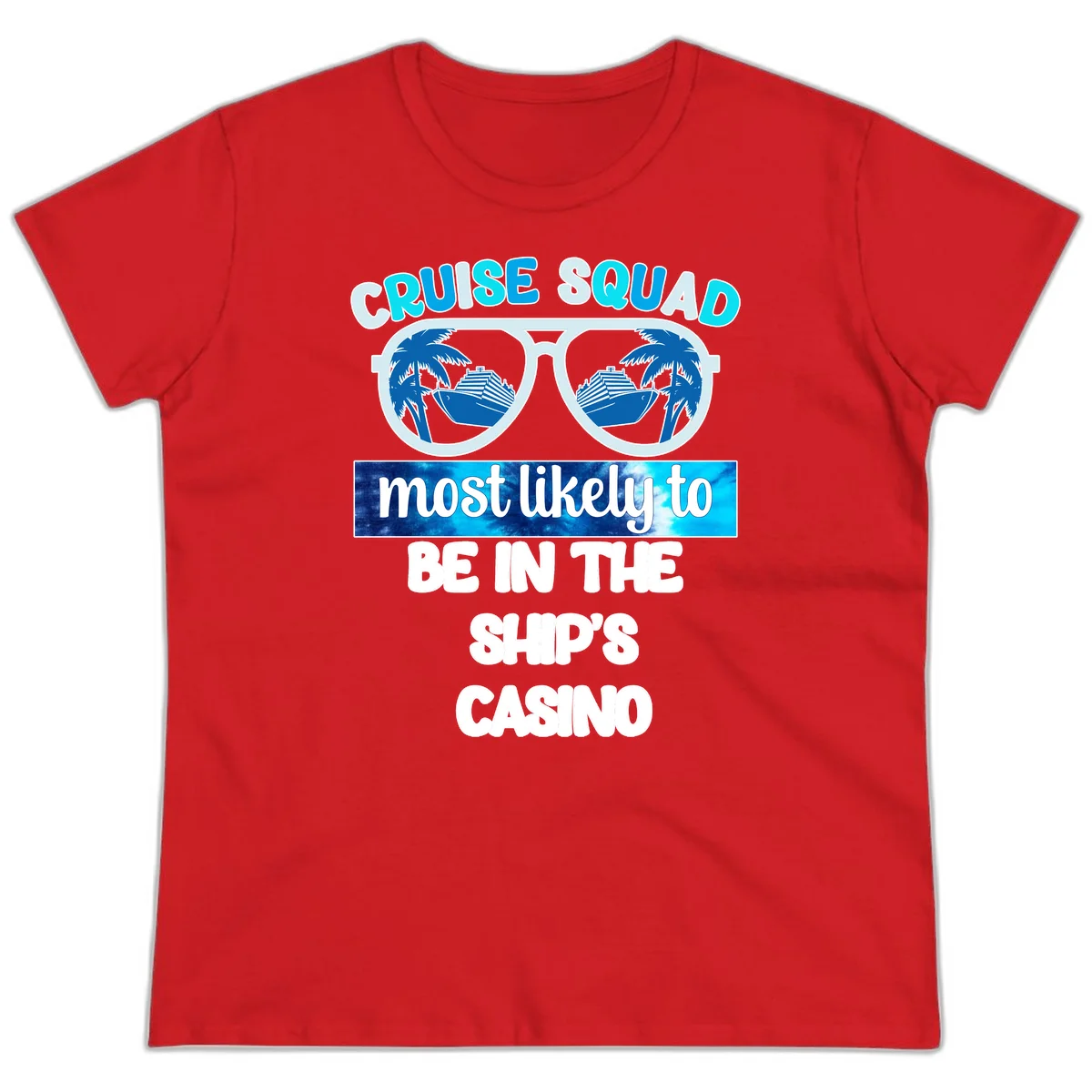 Cruise Squad Ship's Casino Ladies Tee in Red