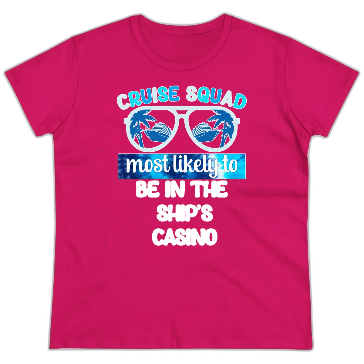 Cruise Squad Ship's Casino Ladies Tee in Heliconia