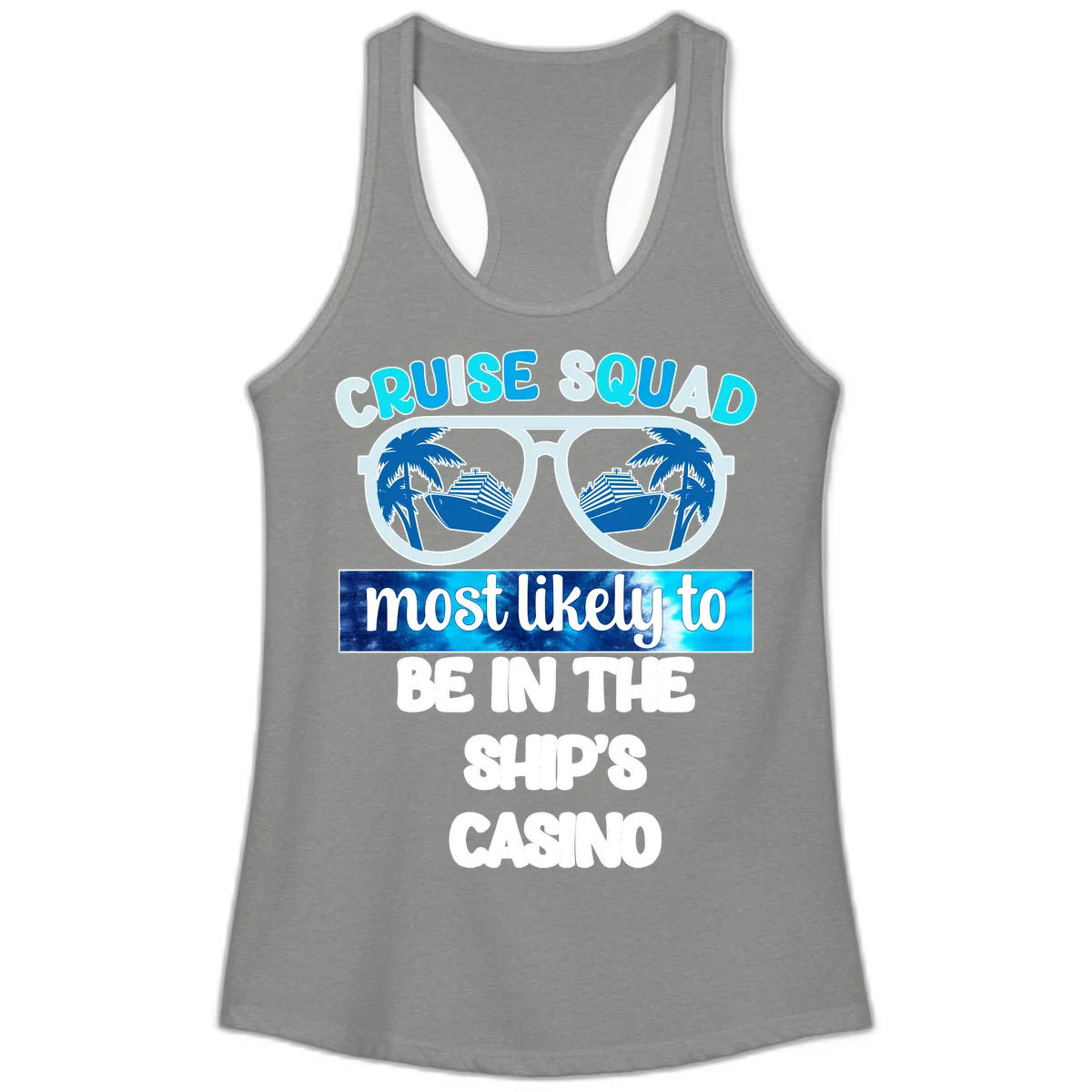 Cruise Squad Ship's Casino Ladies Tank in Heather Grey