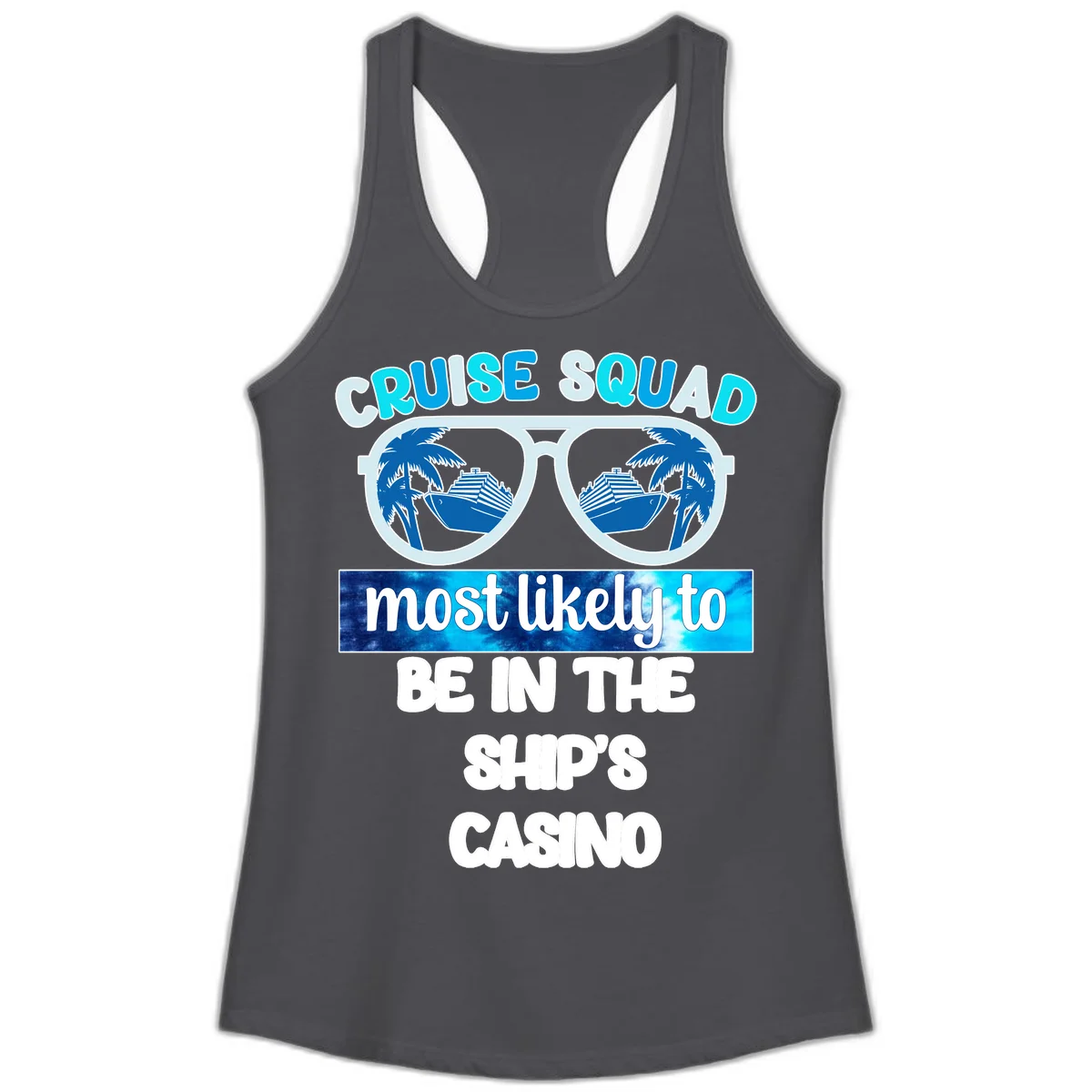 Cruise Squad Ship's Casino Ladies Tank in Solid Dark Gray