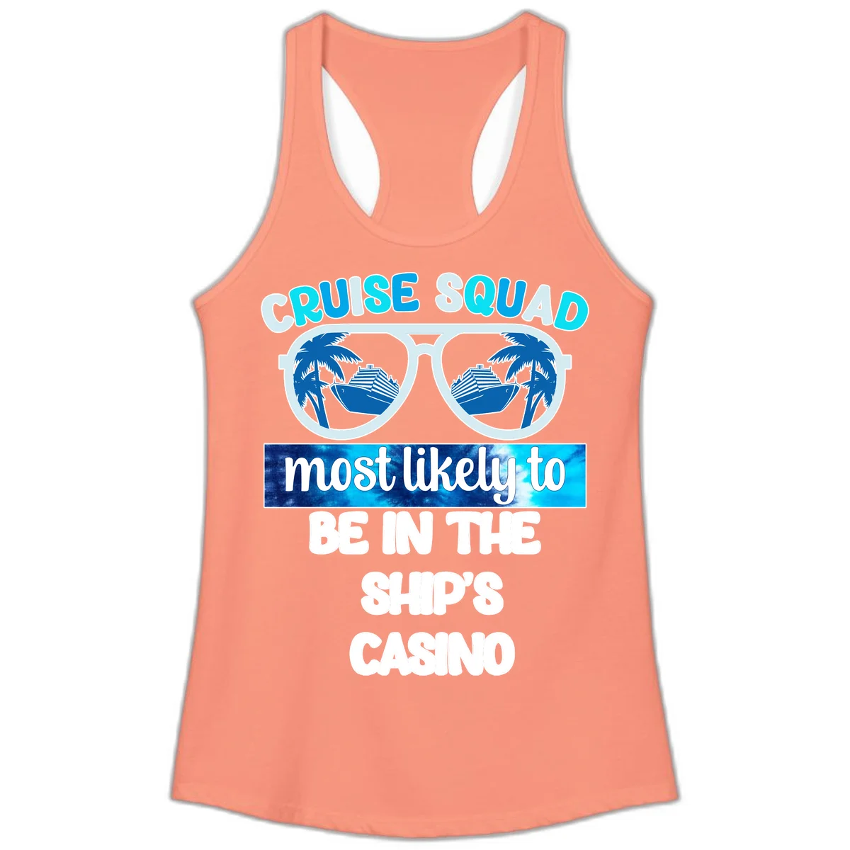 Cruise Squad Ship's Casino Ladies Tank in Solid Light Orange