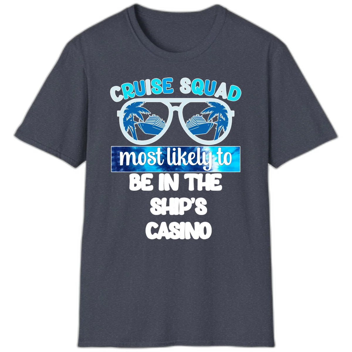 Cruise Squad Ship's Casino T-Shirt in Heather Navy