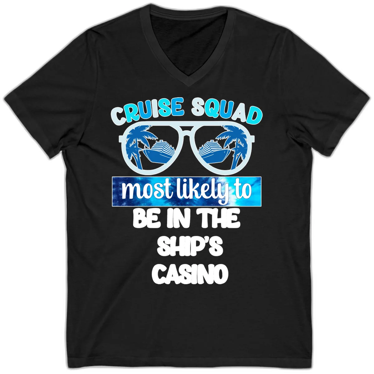 Cruise Squad Ship's Casino V-Neck in Black