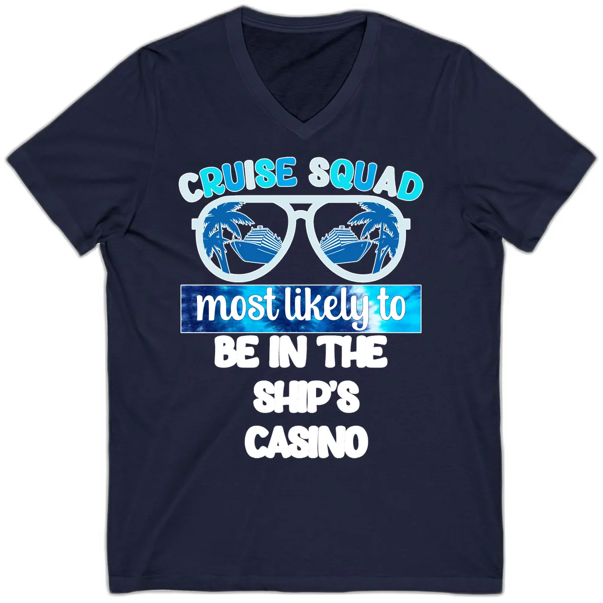 Cruise Squad Ship's Casino V-Neck in Navy