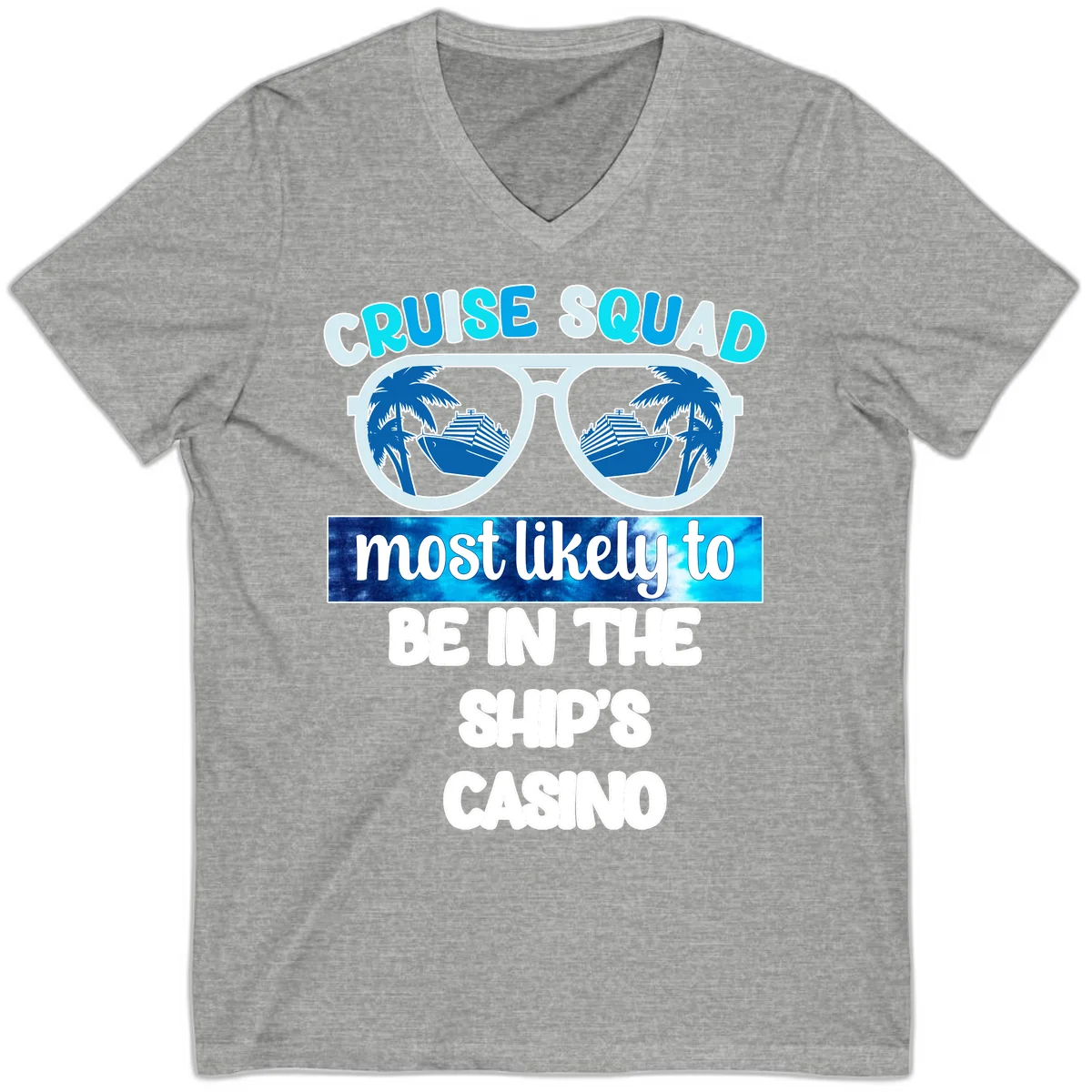 Cruise Squad Ship's Casino V-Neck in Athletic Heather