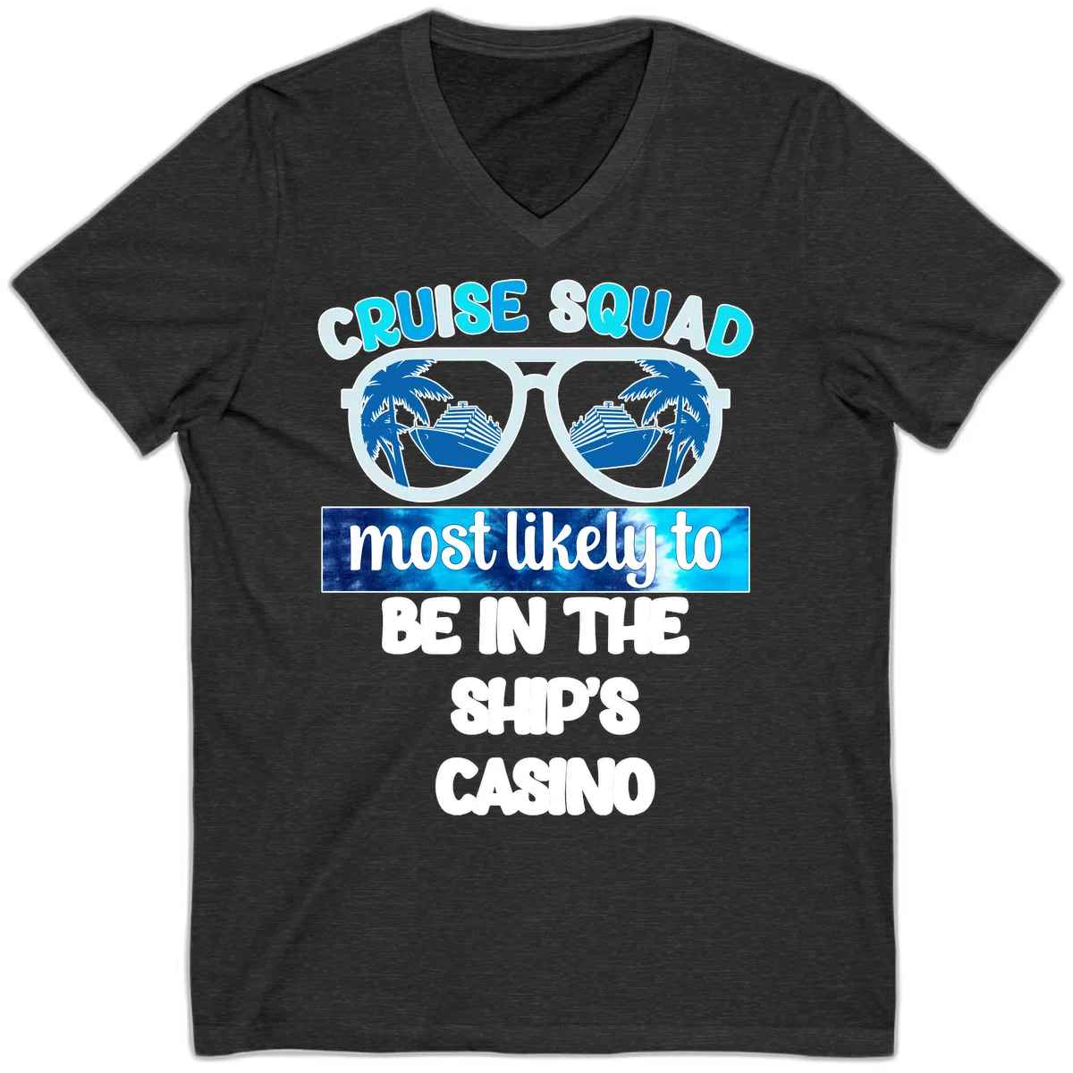 Cruise Squad Ship's Casino V-Neck in Dark Grey Heather