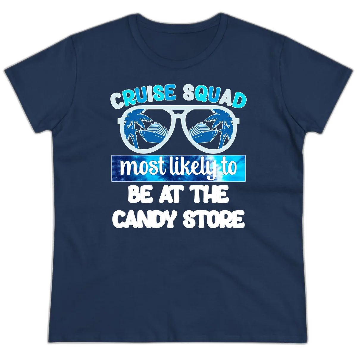 Cruise Squad Candy Store Ladies Tee in Navy