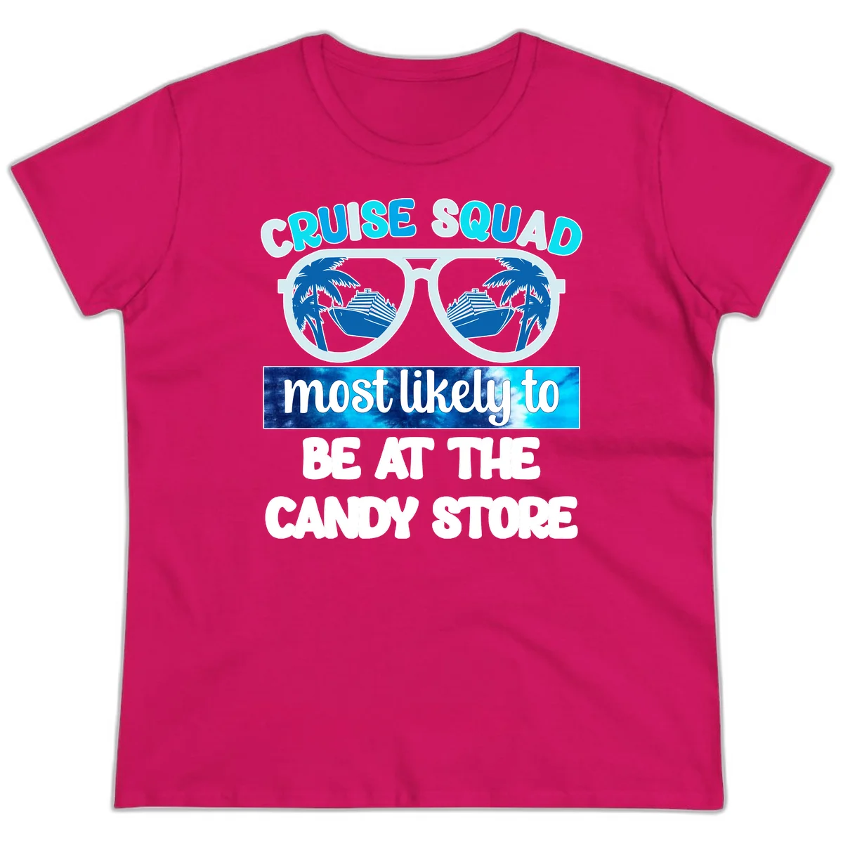 Cruise Squad Candy Store Ladies Tee in Heliconia