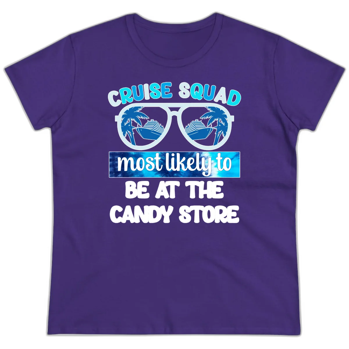 Cruise Squad Candy Store Ladies Tee in Purple