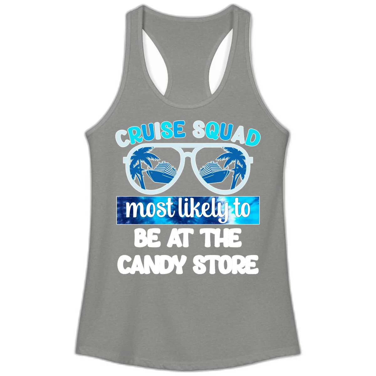 Cruise Squad Candy Store Ladies Tank in Heather Grey